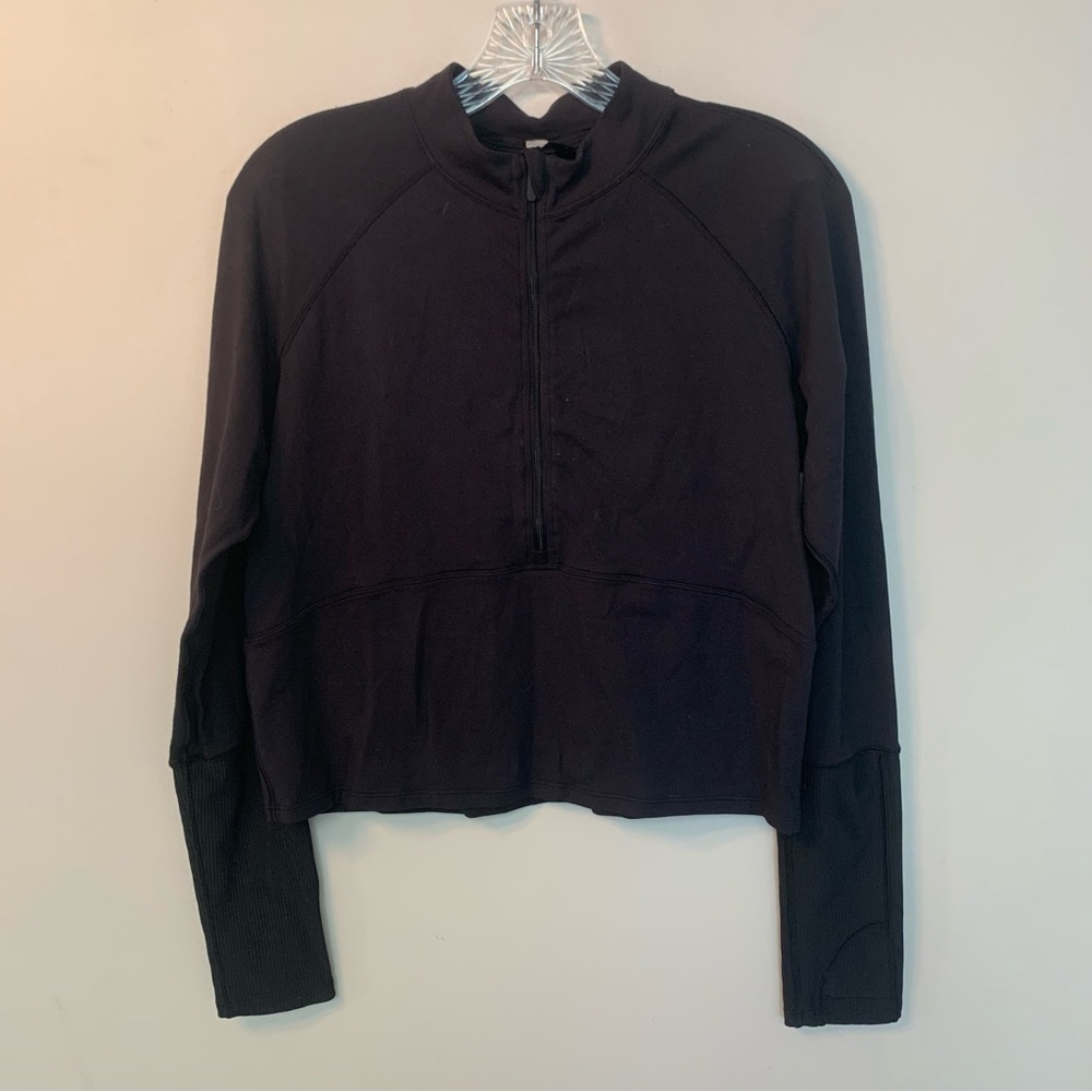 Lululemon Black 1/2 Zip Ribbed Long Sleeve Shirt